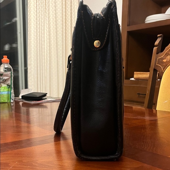 Vintage Y2K leather brief case black brown - Picture 4 of 8